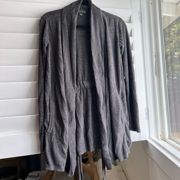 BAREFOOT DREAMS CozyChic Drape Rib Cardigan Ultra Lite Carbon Gray - Picture 4 of 16